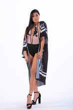 Load image into Gallery viewer, FAYE - One Piece Black Plunge Bikini with Kimono Cover