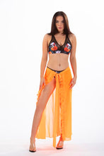 Load image into Gallery viewer, JESSICA - Three Piece: Black Floral Top, High-Cut Bottom and Sarong Bikini Cover