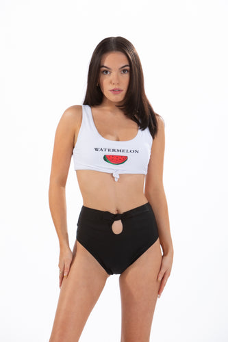 SKYLAR - Two Piece: Watermelon Crop Top and High Waisted Bikini Set