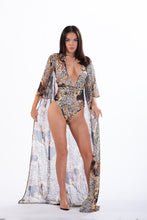 Load image into Gallery viewer, ELIZA - Long Sleeve Mesh Pool Maxi Cover up with One Piece Bathing Suit Match - Oy Dios Mio
