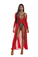 Load image into Gallery viewer, CORAL - Two Piece: Sheer Cover Up And T-tie Strap Chest Monokini
