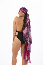 Load image into Gallery viewer, BELLA - Three Piece: Side Straps Monokini, Vintage Print Kimono Cover Up and Headband
