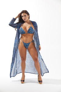 PLUM - Animal Printed Three Pieces with Long Cover Up and Bikini Set